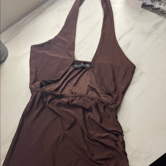 Brown mini halter dress - Picture 2 of 3